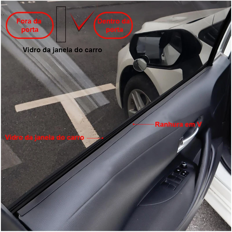 2/4m Car Window Seal Strip Car Side Window Glass Gap Filler V Shape Rubber Sealant Strips Noise Insulation Sealing Strips