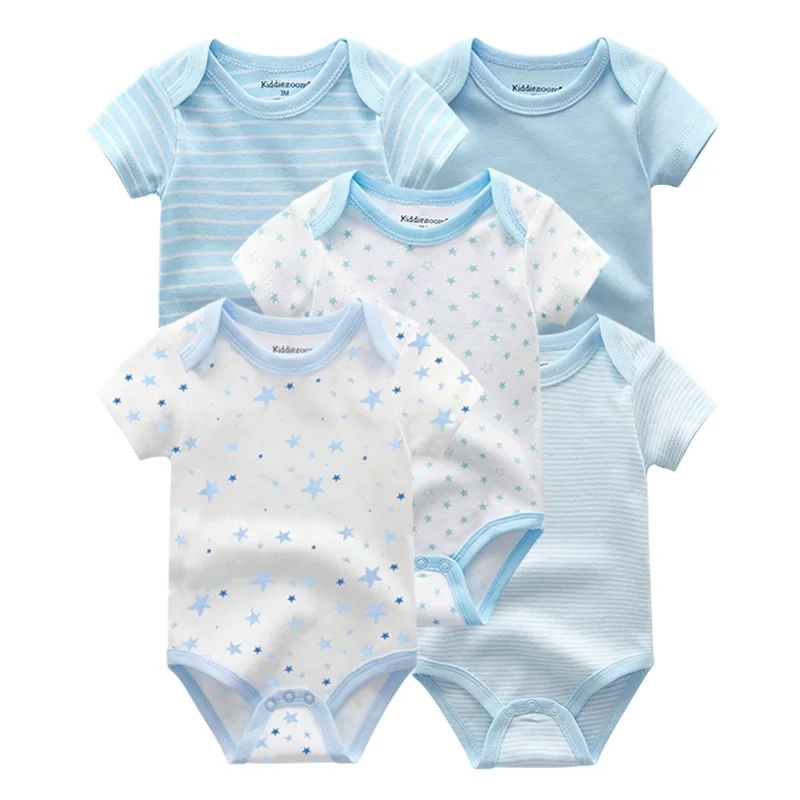 5 Pcs/Lot Summer Cute Unisex Baby Bodysuits 100%Cotton Soft Newborn Boy Girl Onesies Short Sleeves Infant Clothes