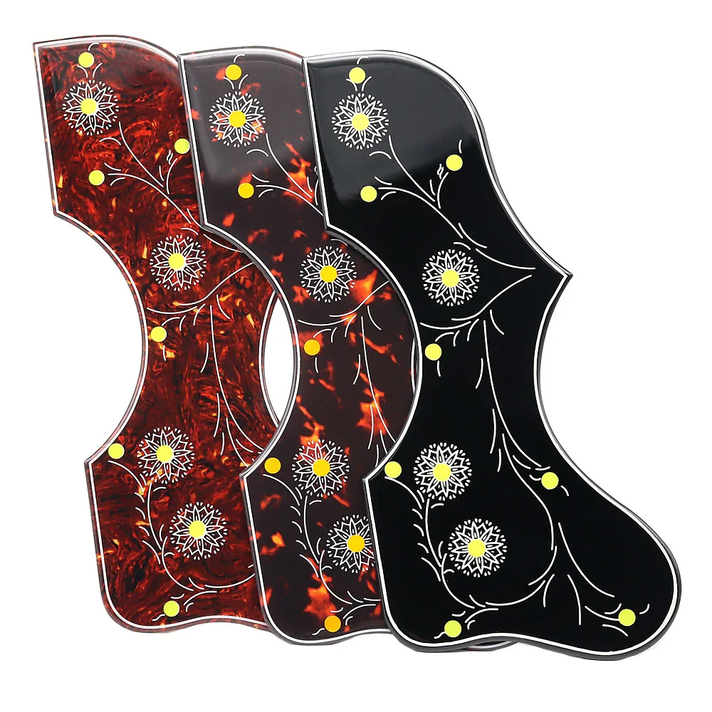 1R/1L Flower Decorative celluloid & Crystal epoxy resin Guitar Pickguard Anti-scratch Plate for Folk Acoustic Guitar