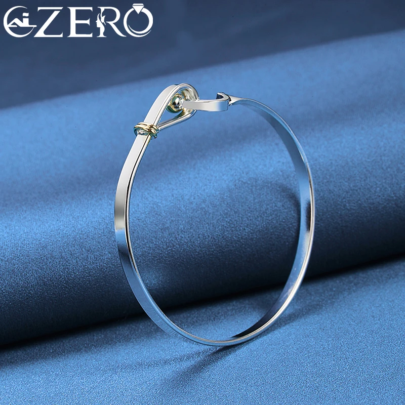 ALIZERO 925 Sterling Silver Cuff Opening Bangle Bracelet For Women Man Wedding Engagement Party Jewelry Fashion Accessories