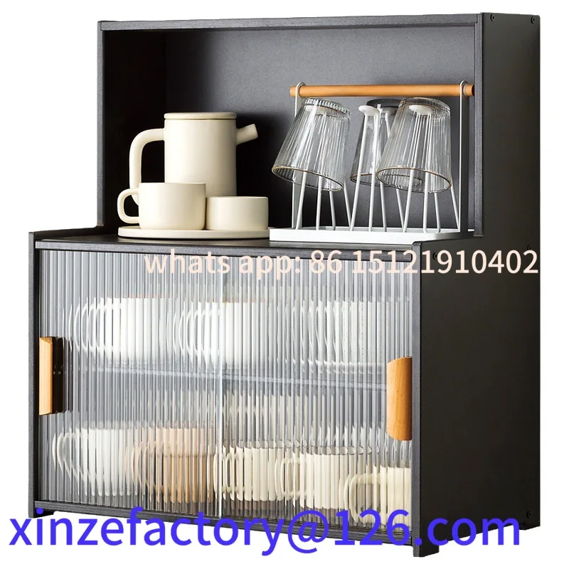 Rack de armazenamento de copo de bambu personalizável, organizador de copo de água à prova de poeira, conjunto de chá, caneca de café, suporte de armazenamento de porta de vidro, armazenamento de copo