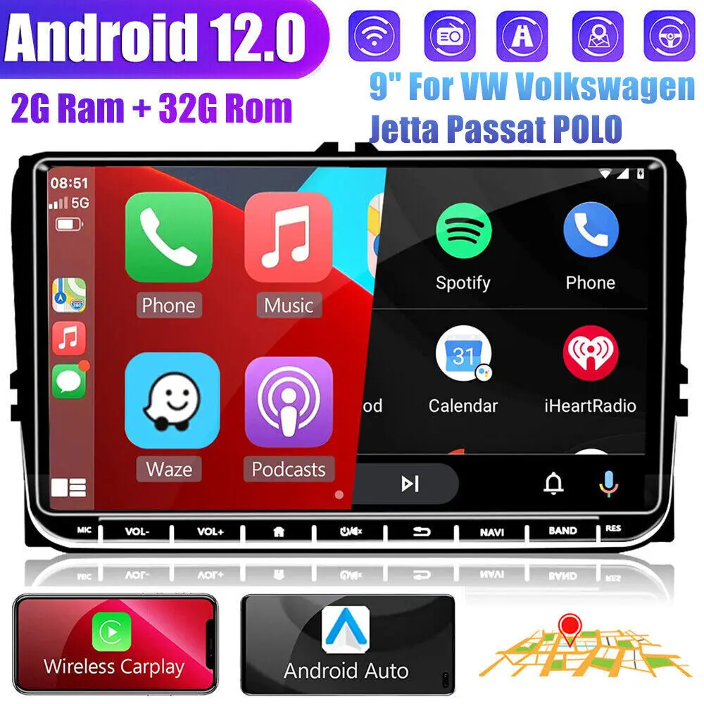 

Radio Android 2 Din Multimedia Car Player For VW / Volkswagen Skoda Octavia golf 5 6 touran passat B6 polo Jetta Coche