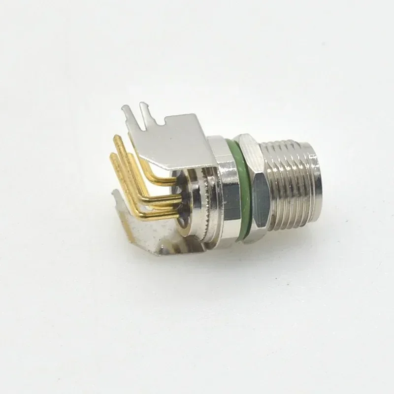 4P M8 PCB Waterproof Curved Needle Female Socket Connector Adapter Heavy