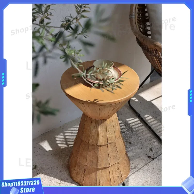 Wabi Sabi Style Small Coffee Table for Balcony Minimalist Flower Stand Side Table Modern Living Room Decor Single Sofa End
