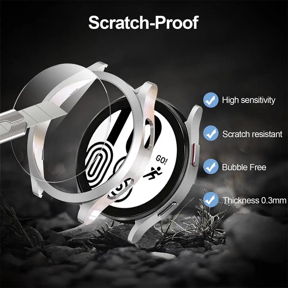 Glass+Case for Samsung Galaxy Watch 5 pro 45mm accessories PC Bumper Cover All-Around Screen Protector Galaxy watch 5 40mm 44mm