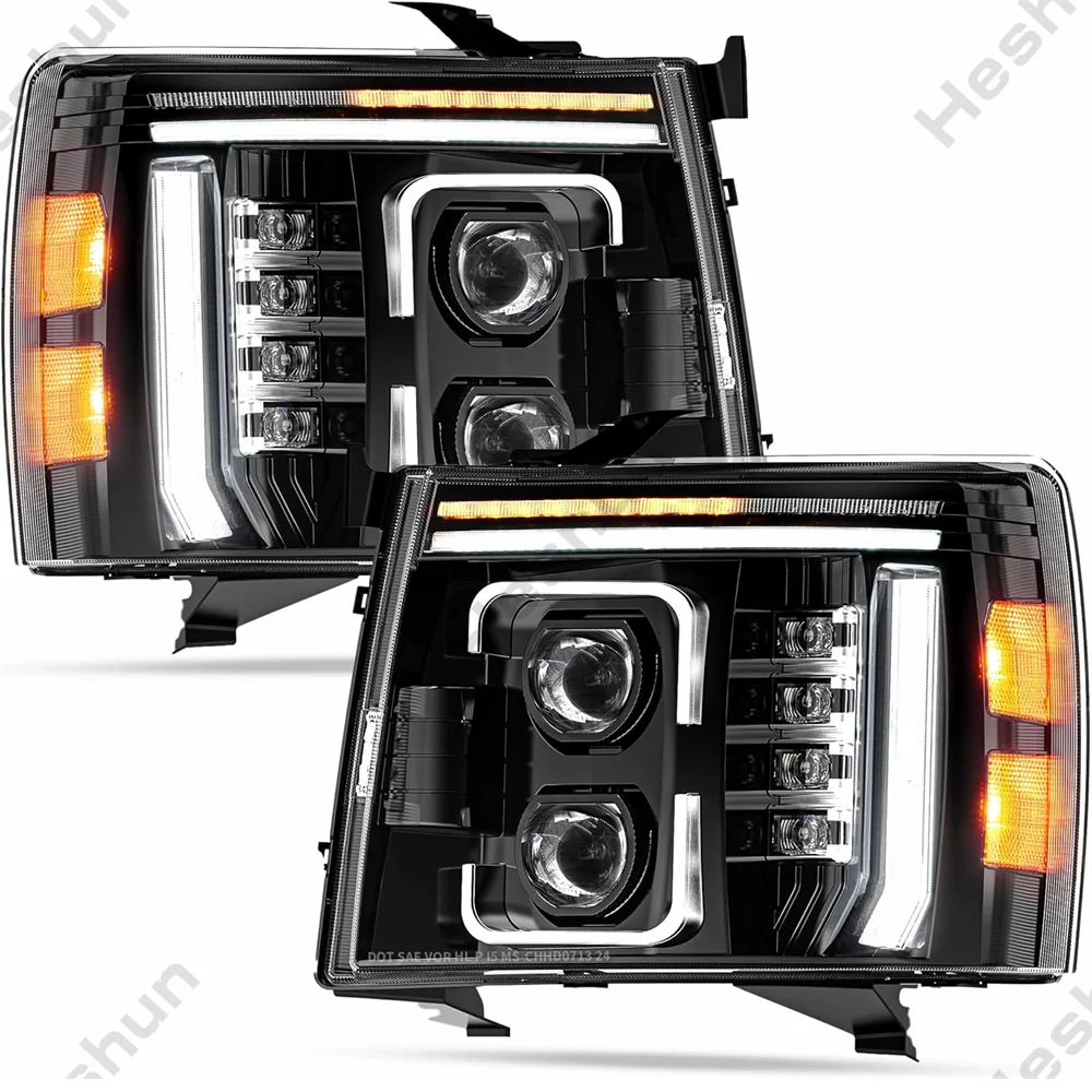

Пара светодиодных фар для Chevrolet Silverado 1500 2500 HD 3500 2007-2013 годов в сборе, передние фары, указатель поворота, DRL, фара