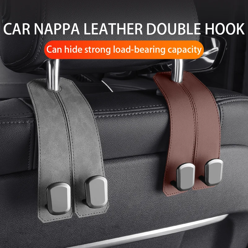 

Car Seat Back Hook Multi Functional In Car Storage Hook Nappa Leather Auto Interior Accessories