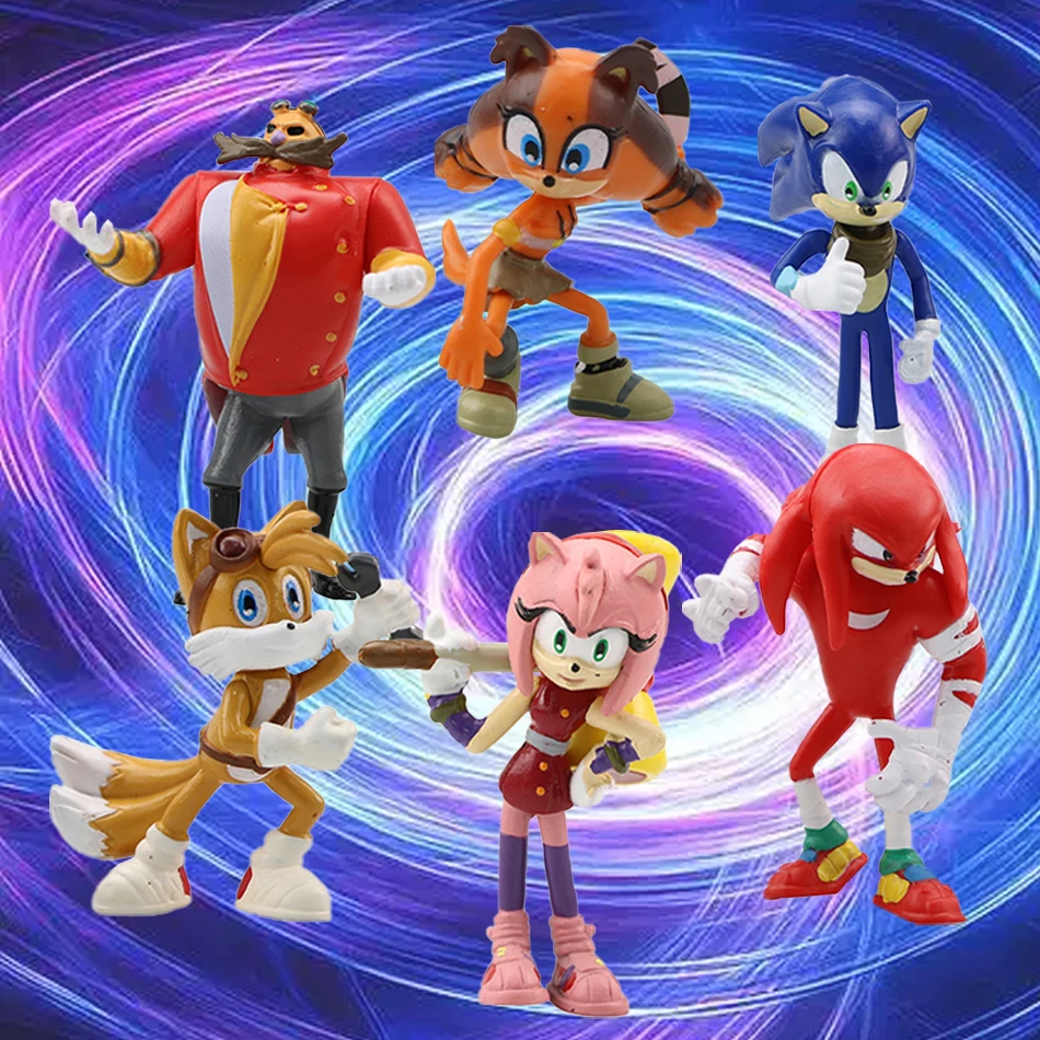 

6Pcs Set Mini Cute Sonic PVC Character Toy Hedgehog Shadow Tail Figure Model Dolls Children Animal Toy Birthday Gift 5-7cm