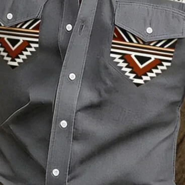 Casual Men's Shirt Short Sleeve Long Sleeve Vintage Ethnic Style No Ironing Spring Autumn Seasonal Breathable Comfortable Fit