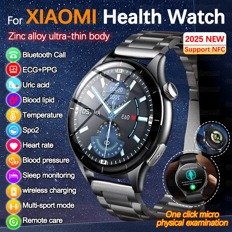 

For XIAOMI Micro Physical Examination Health Smartwatch Blood Lipid Uric Acid Body Fat Bluetooth Call NFC Smartwatch Men Women