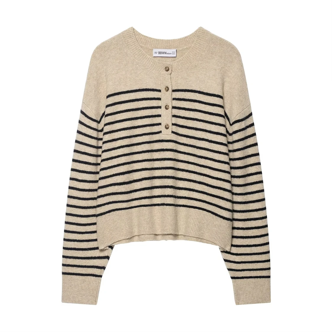 

Women's Fashionable Versatile Striped Knit Pullover Sweater Spring/Fall 2025 New Arrival Top for Casual Wear