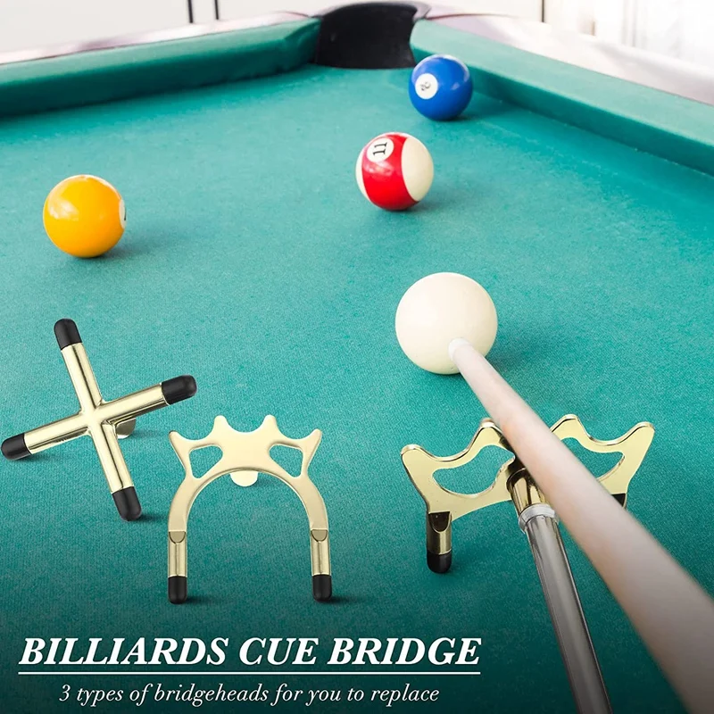 Intrekbare Biljart Cue Stick Brug Met 3 Stuks Afneembare Messing Brug Hoofd Biljarttafel Zwembad Cue Accessoires