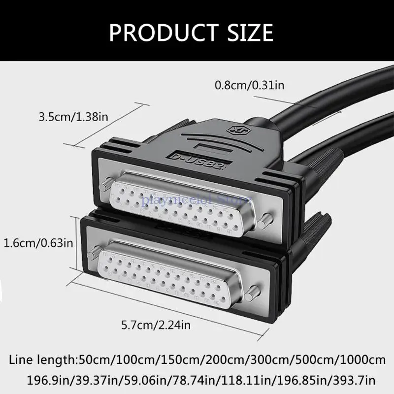 50cm-10m Long DB25 Serial Extension Cable Wire for Computers and Printers 26AWG D-SUB 25Pin Connectors Cord Line