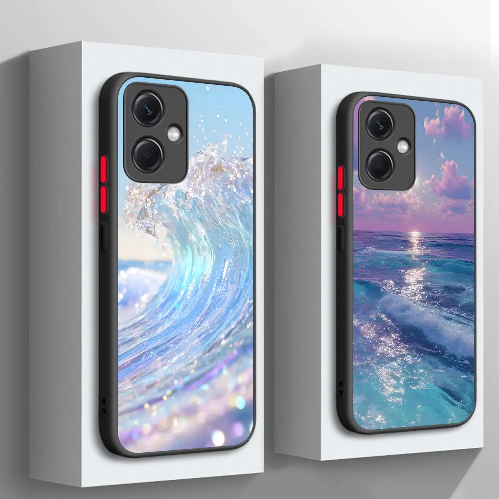 Матовый чехол для Xiaomi Redmi 10C 9A 9i 9C 10 9 Power 9T 9AT 10 Prime 10X A5, чехол для мобильного телефона, розовый, синий, морской пейзаж, пляж, океан.