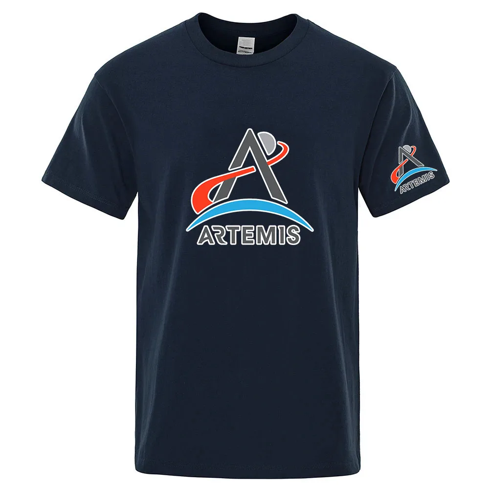 Men's 2026 Artemis Program Logo Print Refreshing and non Stick to the Body Comfortable Breathable Short Sleeve T-shirt