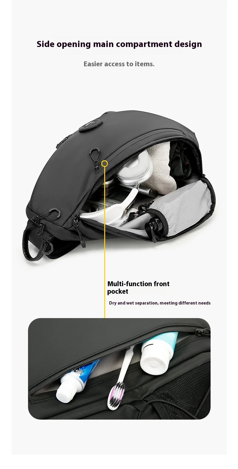Bange Herren Einzelschulter-Brusttasche, Modische Leichte Crossbody-Tasche, Wasserdichte Große Kapazität Freizeitrucksack – Detail 7