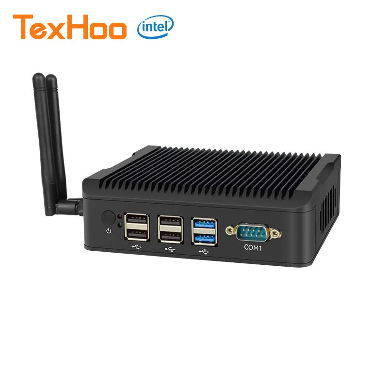 TexHoo Mini PC, Intel Celeron N5095/J4125, 16GB DDR4, 256GB M.2 SSD, Win 11 Industrial PC, WiFi BT, 4LAN+1COM ITX Service Host