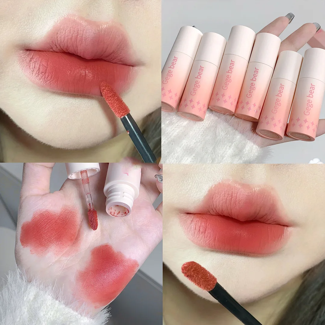 Gegebear Pink Velvet Matte Lip Mud Matte Lip Gloss Beauty Makeup Lipstick Whitening Makeup