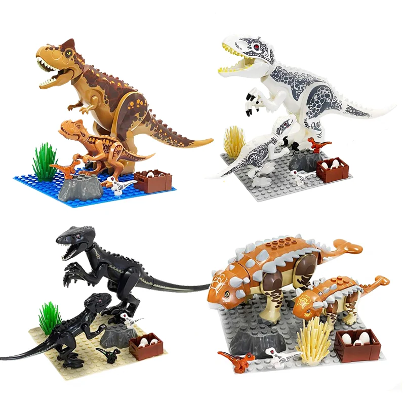 Sluban Jurassic Dinosaur World Building Block Toys Tyrannosaurus Raptor Carnotaurus Combination Set Dino Model Kids Boy Gifts