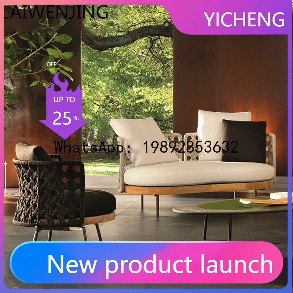 

LYY outdoor sofa rattan curved round balcony solid wood rattan chair furniture