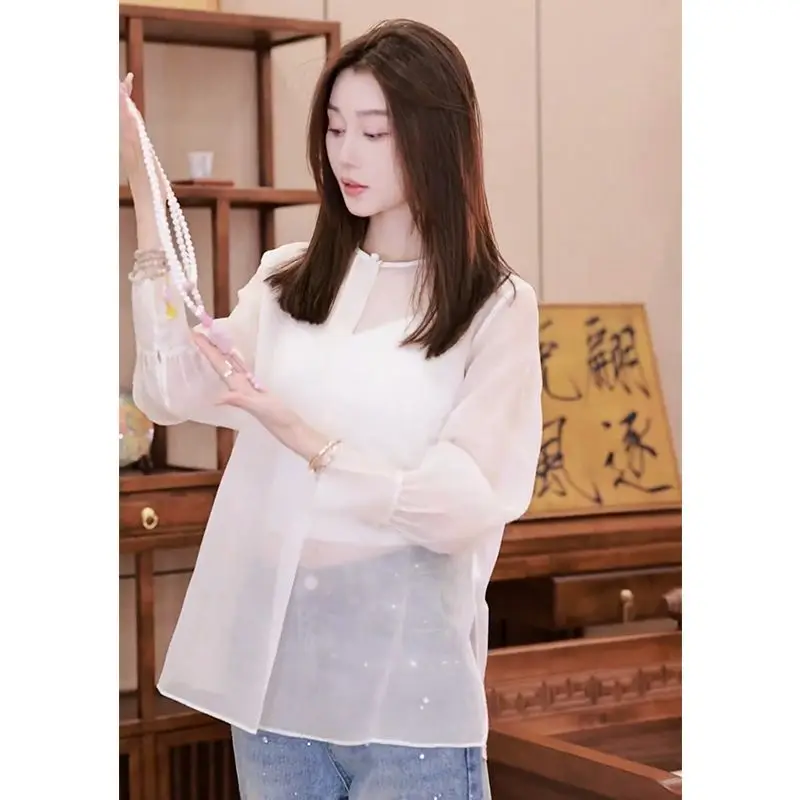 New Chinese Spring New Chinese Style Disc Buckle Coat Female Foreign Style All Casual Round Neck Two-piece Jacket Female Pretty