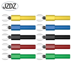 JZDZ 10PCS Insulated Fork Spade U-Type Wire Connector Electrical Crimp Terminal Y Spade Plug Copper Banana Socket 4mm J.20015