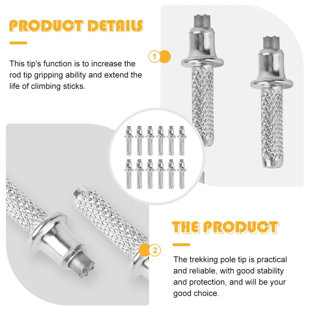 12 قطعة طرف عمود الرحلات عصا المشي لمسافات طويلة تسلق قضيب التخييم التيتانيوم لنصائح المشي سبيكة