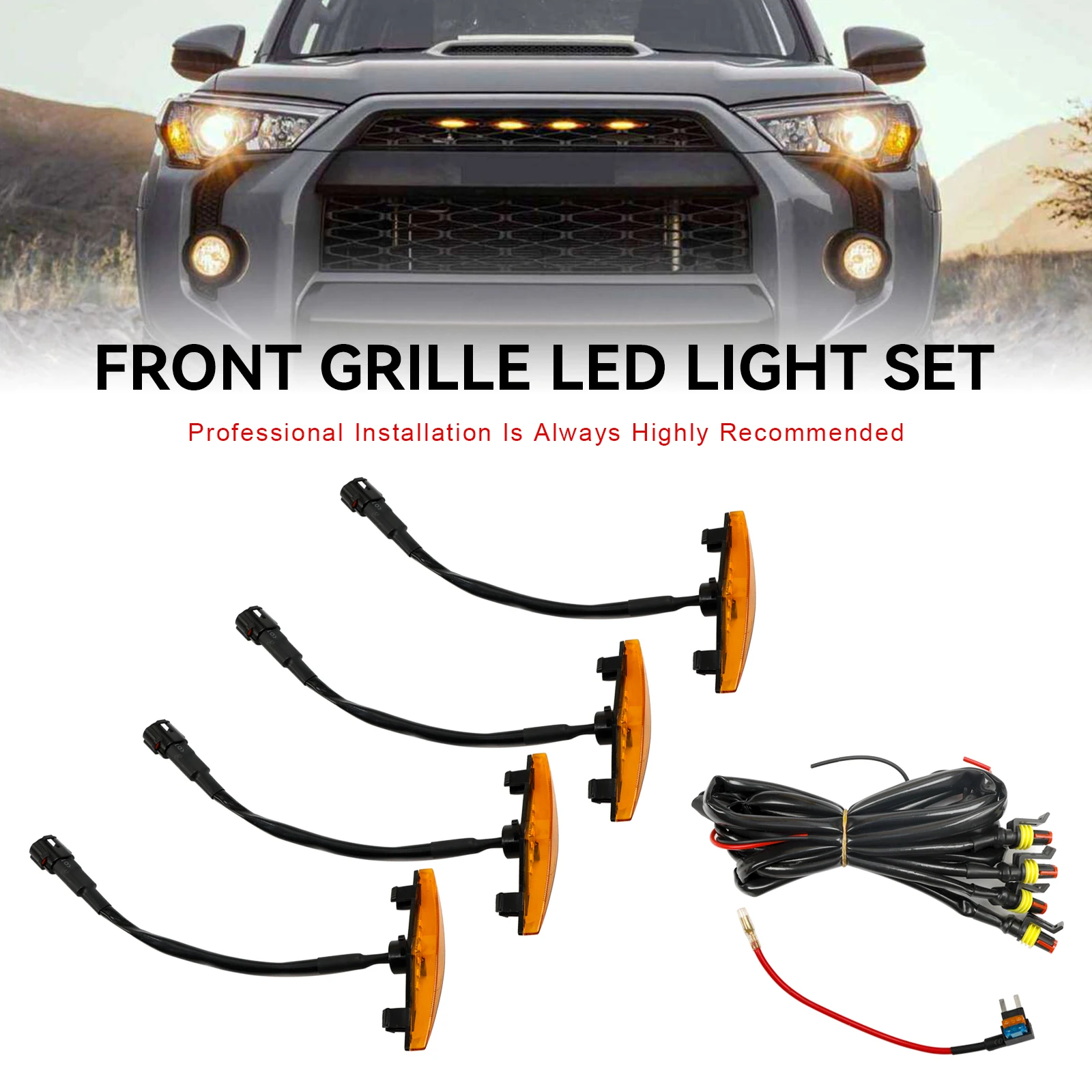 Artudatech 4 قطعة مصبغة سيارة بلاستيكية LED أضواء ضوء صالح لتويوتا 4 عداء 2014-23 TRD Pro