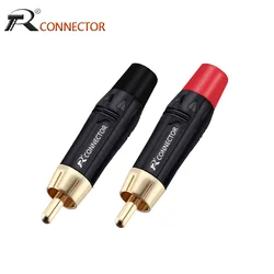 10pcs RCA Connector Male Lotus Jack Plating Electrophoresis With Gold Plated Speaker Plug for 7mm Cable