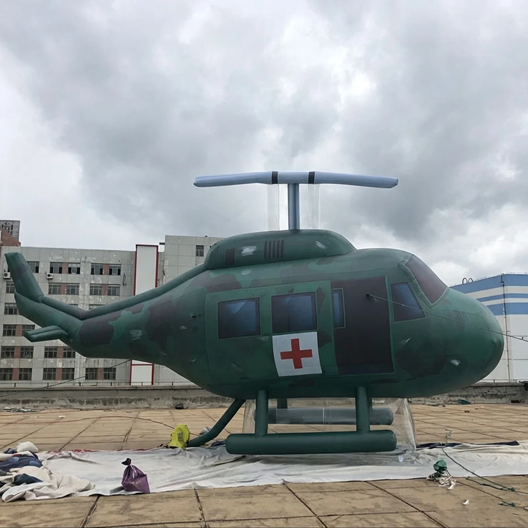 Giant Inflatable Military Helicopter Model Blow Up Rescue Chopper Replica For Commercial Outdoor Event Stage Advertising Decor
