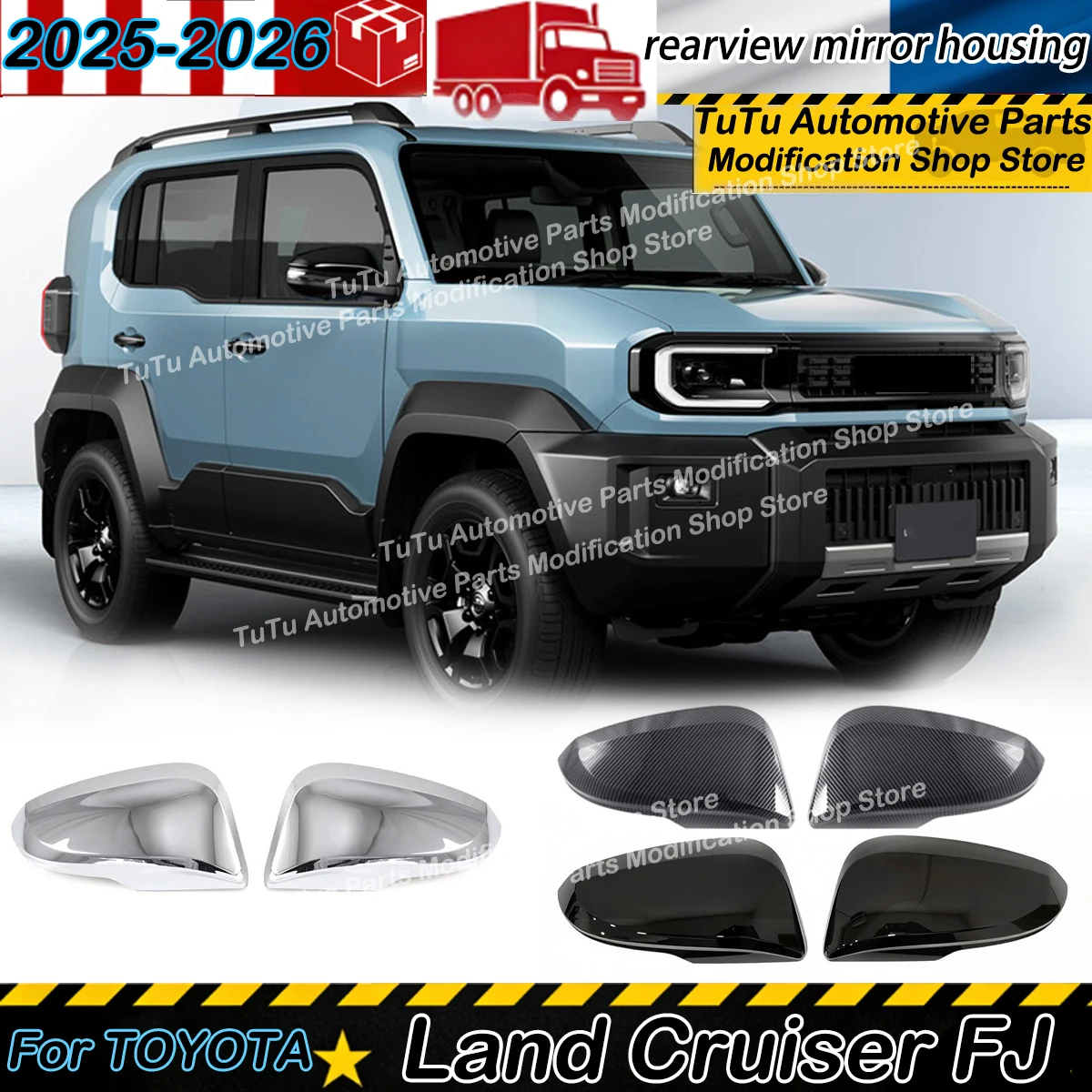 Rearview Mirror Housing Cover for Toyota Land Cruiser FJ 2025 2026 Replace Outer Shell Both Sides Guard Protector Cover Tuning