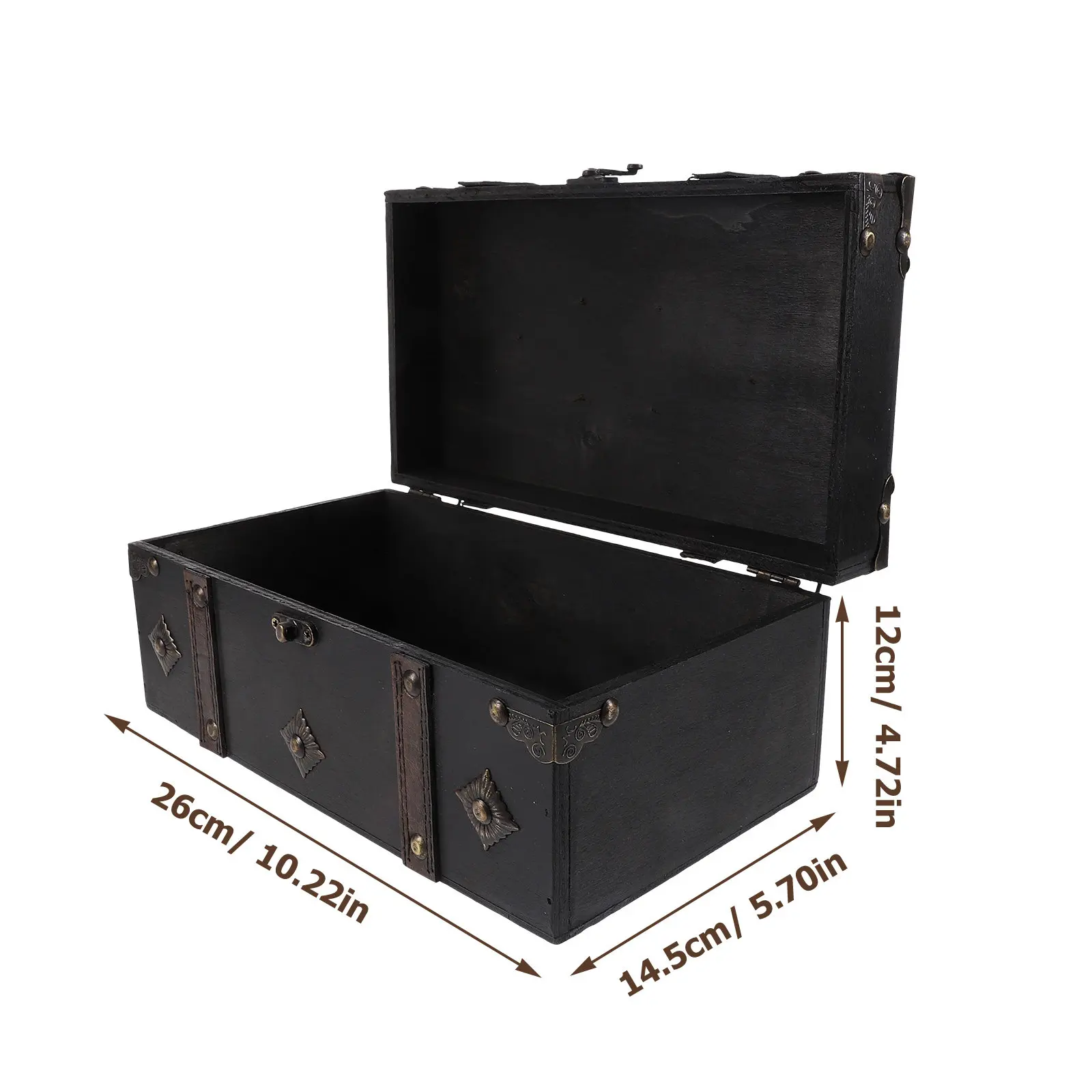 Retro Small Wooden Storage Box Treasure Chest Trinket Organizer Jewelry Case Versatile Sundries Storage for Home Office view 5