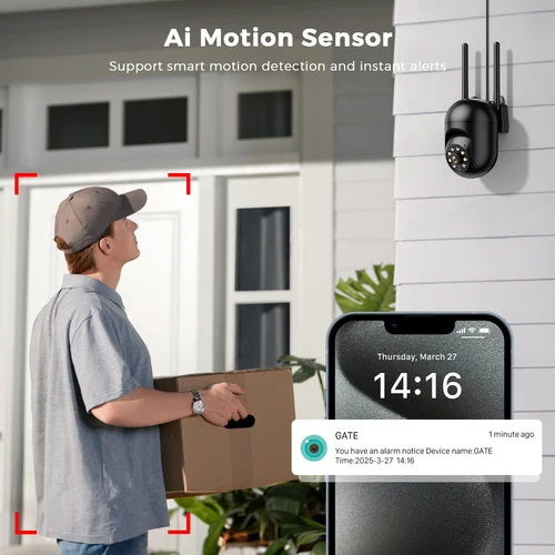 Imagen 2 del producto Paquete de 2 unidades iCSee 5MP Mini cámara IP PTZ WiFi con detección humana AI visión nocturna en Color para videovigilancia exterior 4MP 2MP