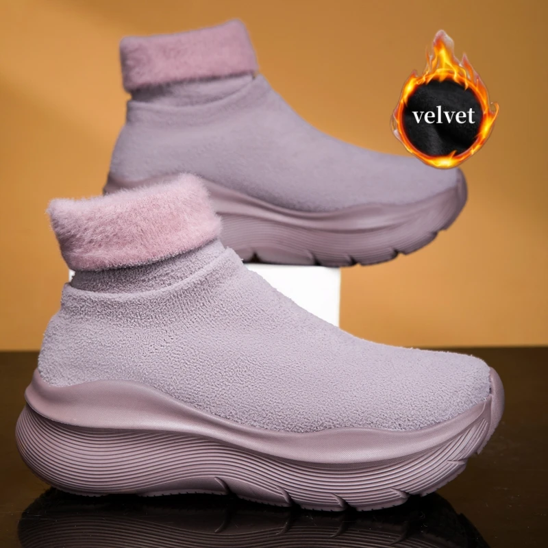 

Winter Velvet Running Shoes For Men Women Walking Shoes High Top Men's Sports Sneakers Comfy Warm Platform Women's Jogging Shoes