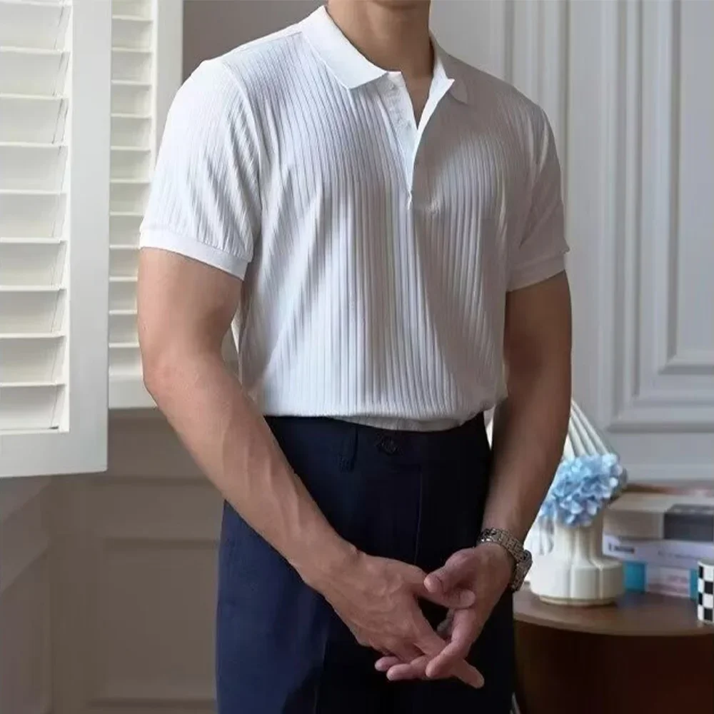 Männer Sommer Kurzarm Polo Dünne Casual Sportswear Hundert Stretch Tasten Koreanische Mode T-shirt männer Tops – Detail 17