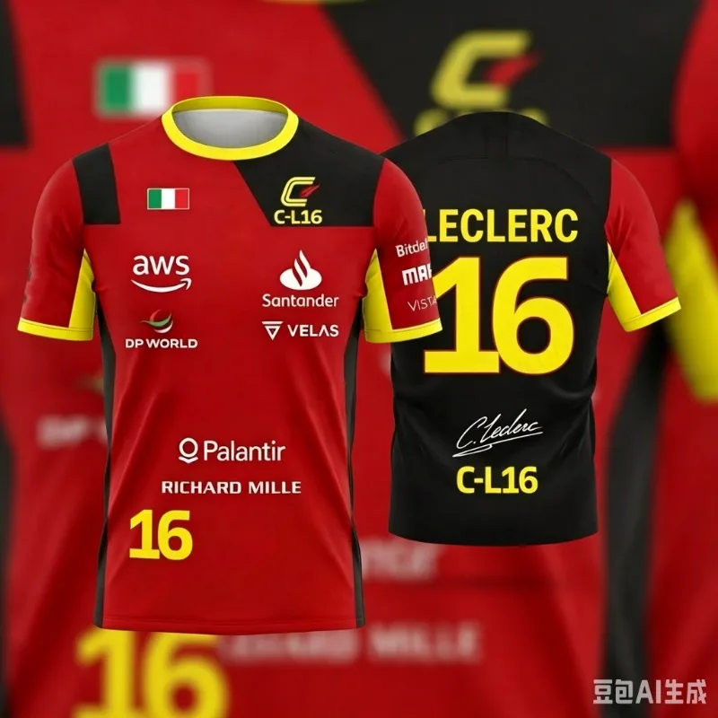 Camiseta de Jersey del Equipo de Carreras Hamilton Leclerc Edición Especial 2026, Unisex, para Fanáticos del Deporte Motorizado, Tallas 44 y 16, Rojo y Negro
