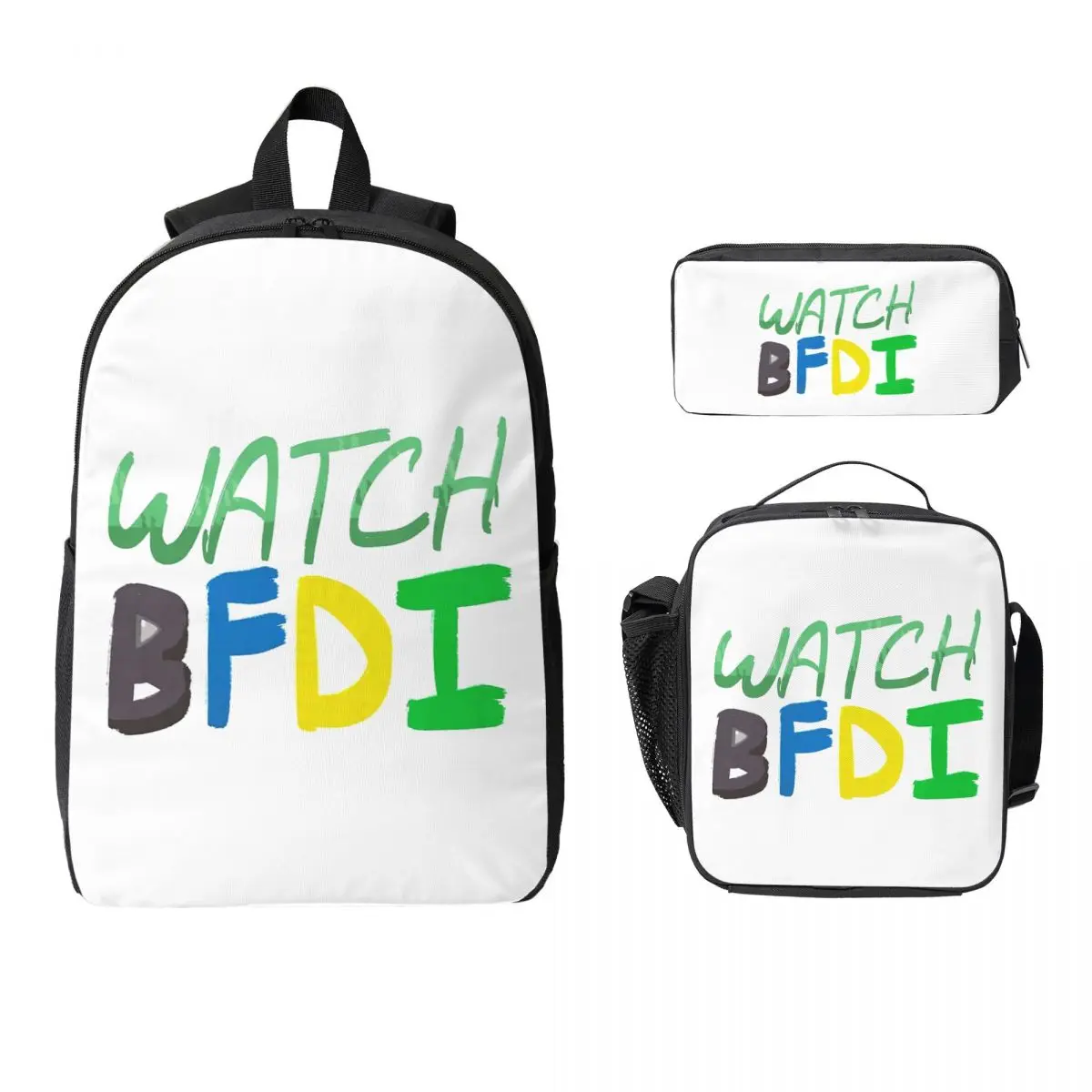 Watch BFDI Backpack Student Boys Girls BookBag School Bag Laptop Shoulder Bags 3ps Insulated Lunch Bag Pencil Case