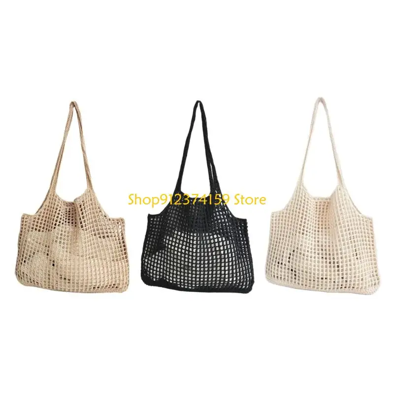 

G5AE Stylish Woven Beach Bag Crochet Shoulder Bags Handbag For Shopping And Travel