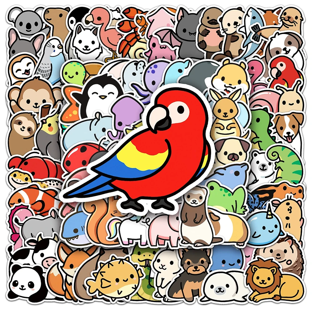 10/30/50/100pcs Funny Cute Mix Animal Graffiti Stickers Cartoon Decals Toy DIY Suitcase Laptop Kawaii Penguin Panda Bird Sticker