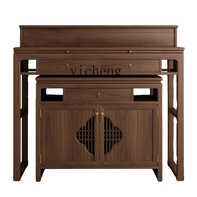 Zhongtang incense table household three-layer table stepped Buddhist platform heightened solid wood altar incense table