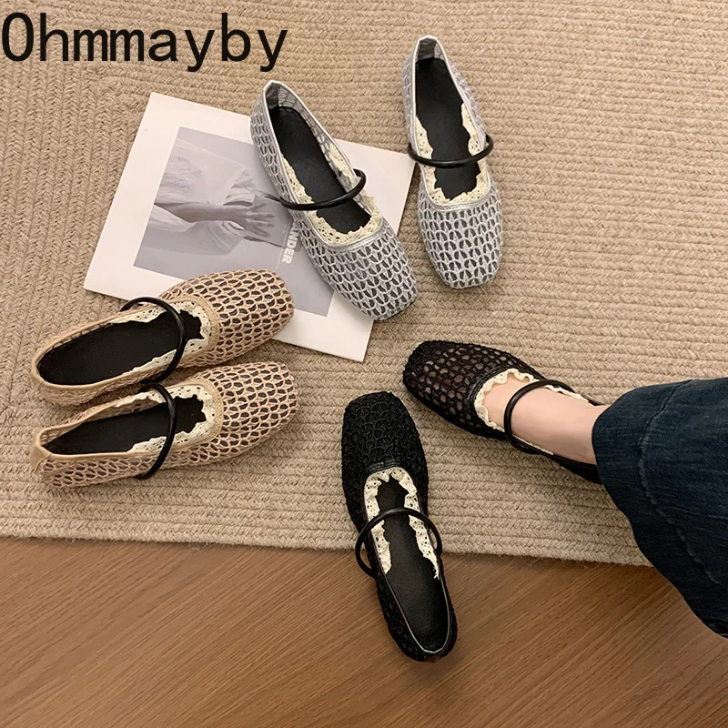 Mesh-Hohlschuh für Damen: Modische Mary-Jane-Schuhe mit Schnallenriemen, Komfortabel, Atmungsaktiv, für Tägliches Gehen und Ballett