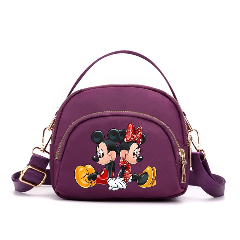 Mickey Minnie Mouse Women Crossbody Zipper Mobile Phone Shoulder Bag Female Handbag Cartoon Multifunction Small Bag Lady Purse