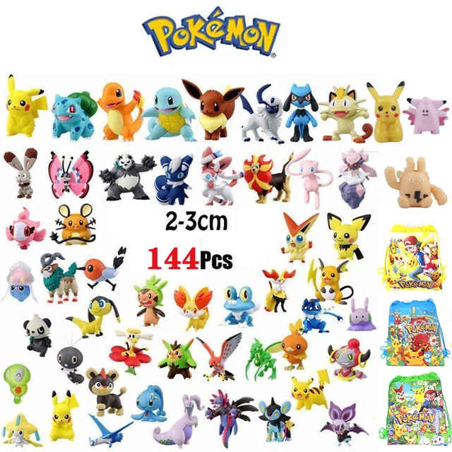 144 sztuk Pokemon Pikachu zabawki figurki akcji figurki do modeli zabawkowych Pikachu Anime lalka dla dzieci urodziny prezenty na boże narodzenie