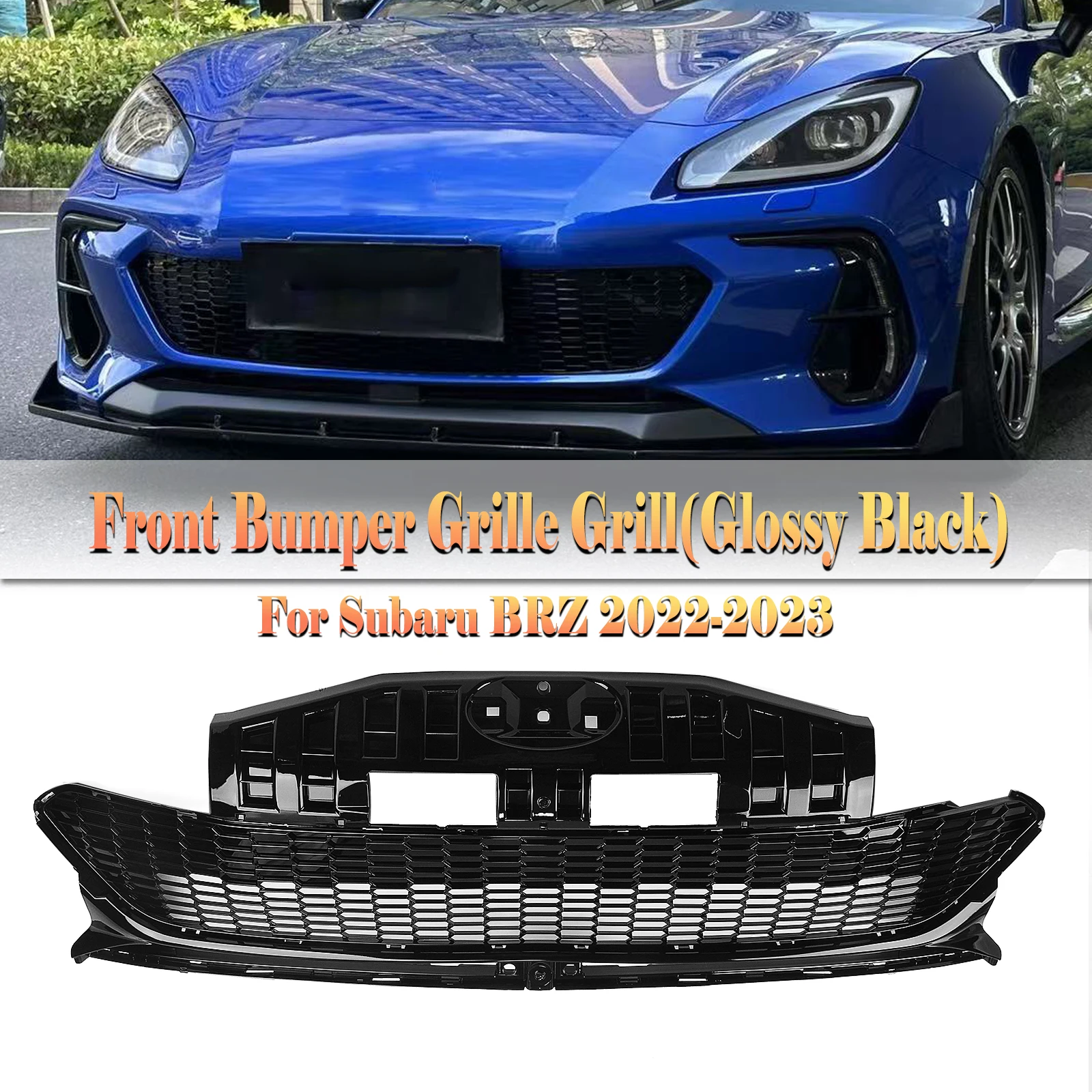 

Front Grille Grill For Subaru BRZ ZD8 2022-2024 Coupe 2-Door Honeycomb Style Glossy Black Car Upper Bumper Hood Mesh Grid Kit