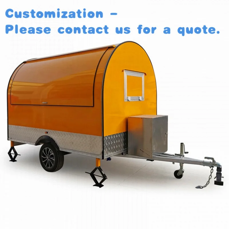 custom.500kg Load Capacity Food Truck Towing Fiberglass Food Bus Stall Waffles BBQ Kiosk Shop Hot Dog Cart Trailer