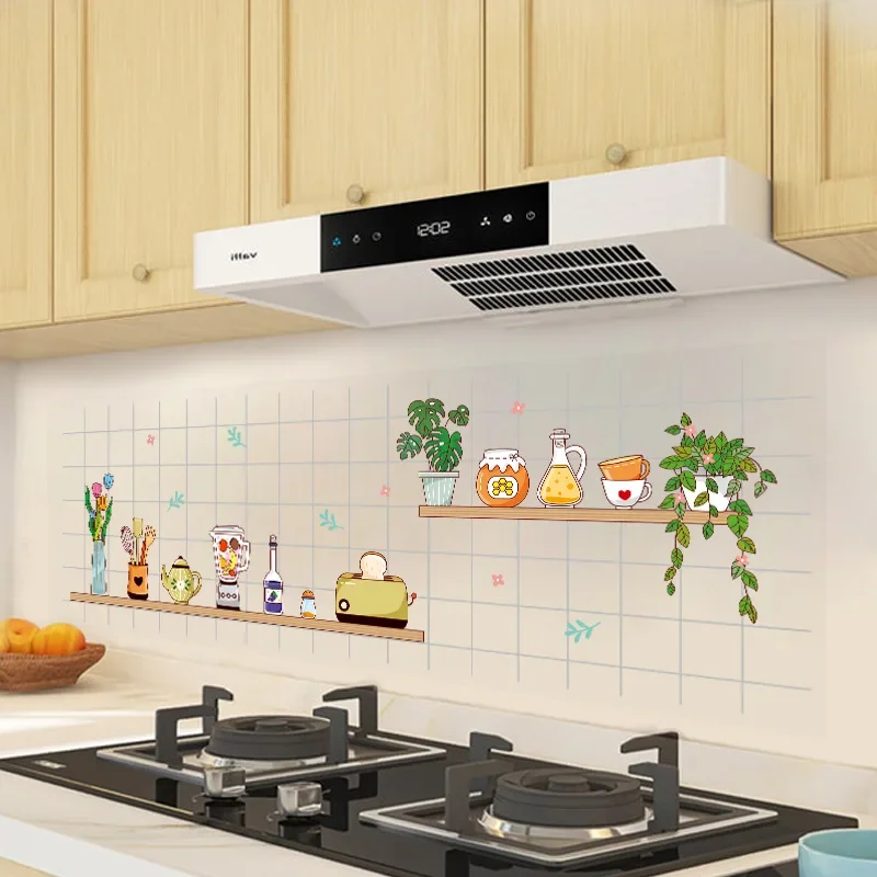 Kitchen high-temperature and oil smoke resistant tiles, wall waterproof and moisture-proof self-adhesive transparent stickers