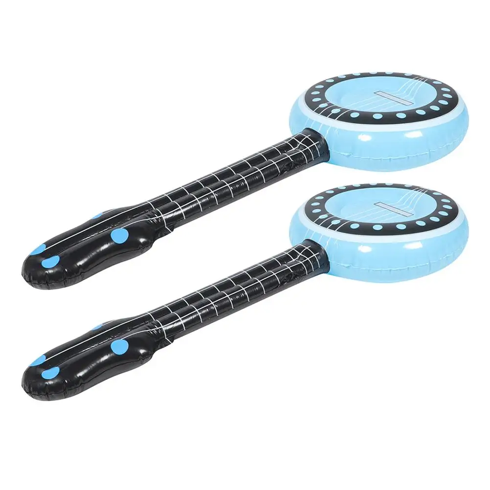 2 個インフレータブル楽器子供のおもちゃバンジョースカイブルー PVC パーティー小道具子供ステージ用品知育玩具