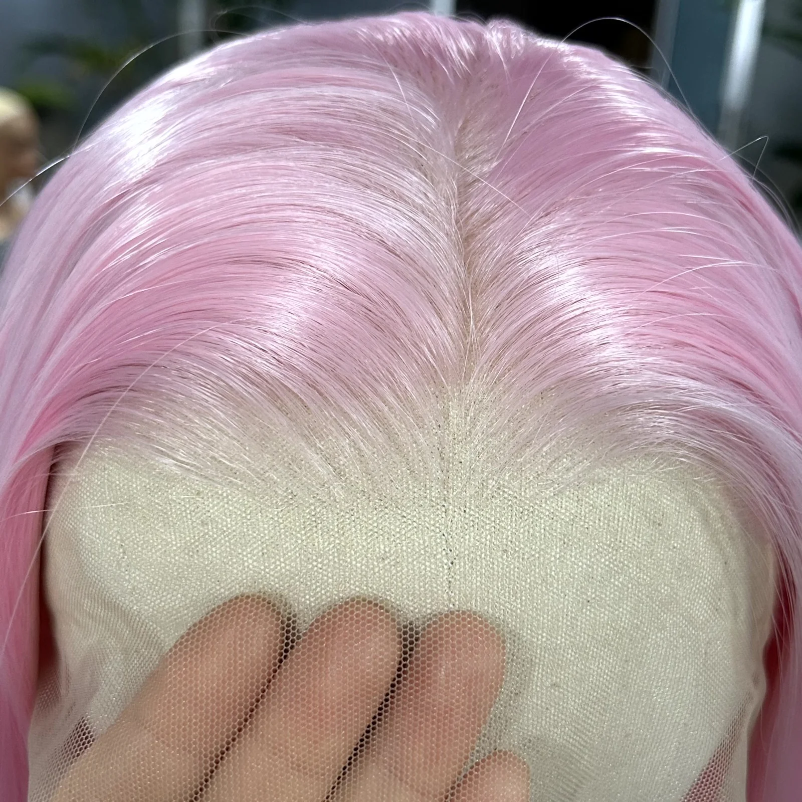 باروكات طويلة مموجة باللون الوردي للنساء، شعر صناعي، جزء مجاني، شعر مستعار طبيعي مجعد باللون الوردي الباستيل للحفلات التنكرية اليومية #5