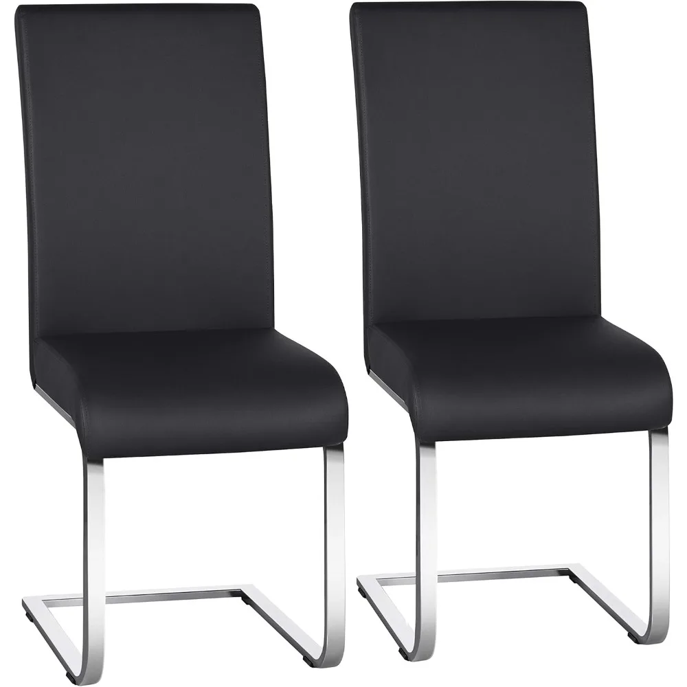 

Dining Chairs Modern Living Room Chairs Leather Upholstered Side Chairs with Metal Legs for Kitchen Wedding, Set of 2, Black