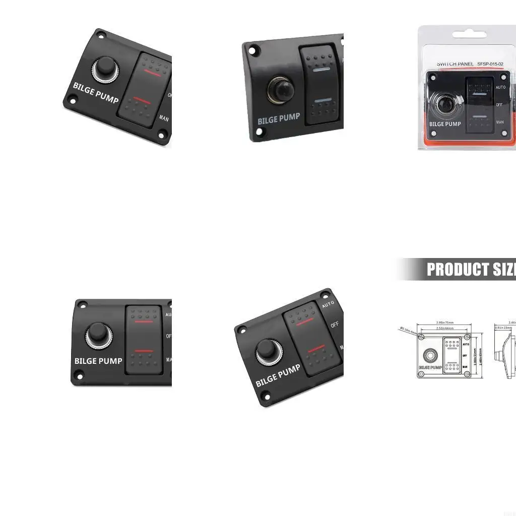 Boat Bilge Pump Control Panel with AUTO OFF MAN Three-Position Control, 12V 24V and Integrated Breaker for Marine Panel